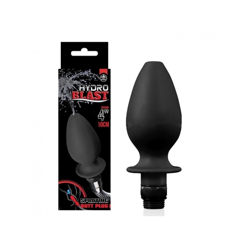 Hydro Blast, Spraying Butt Plug, Douche Nozzle, Silicone, Black, 10 cm (4 in) - TOYS